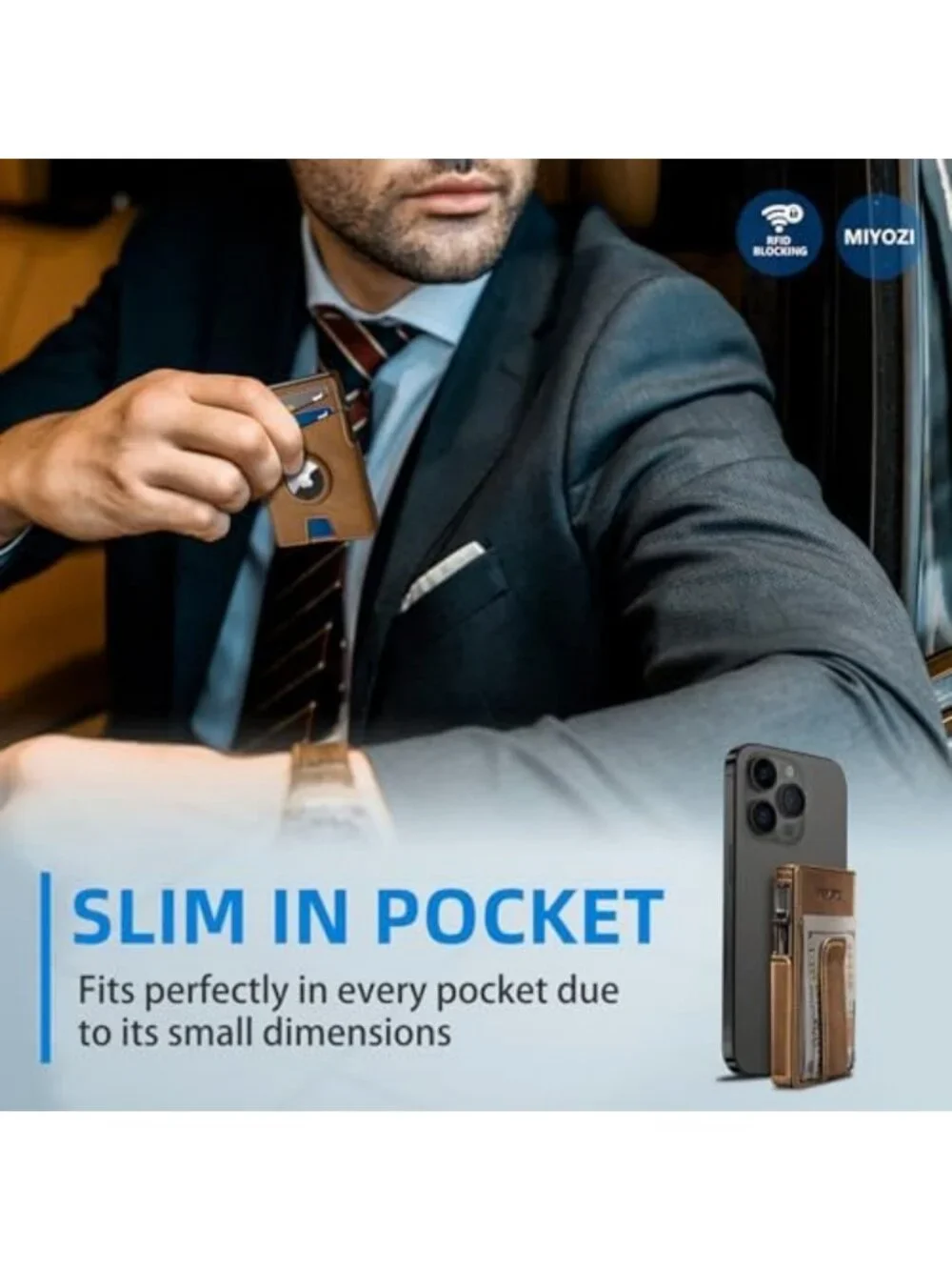 Slim RFID Blocking Wallet with Money Clip, Pop-Up Card Holder, Gift Box Included